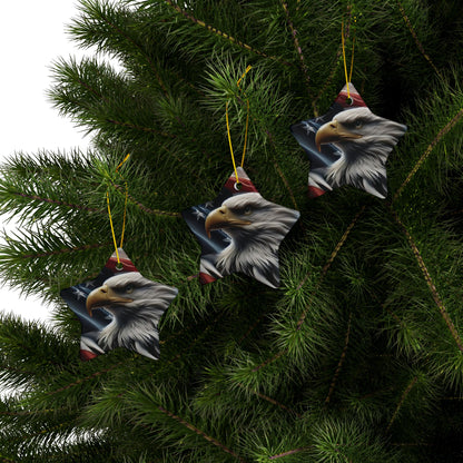 Patriotic Eagle Ornaments - American Flag Backdrop - 2 Sided Same Pic -