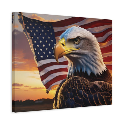 Patriotic Red Eagle Canvas Wall Art, Stretched Eagle Art - Red White Blue - American Flag Decor - Veteran's Day Gift - 4th of July Decoration, Home Gallery Wall