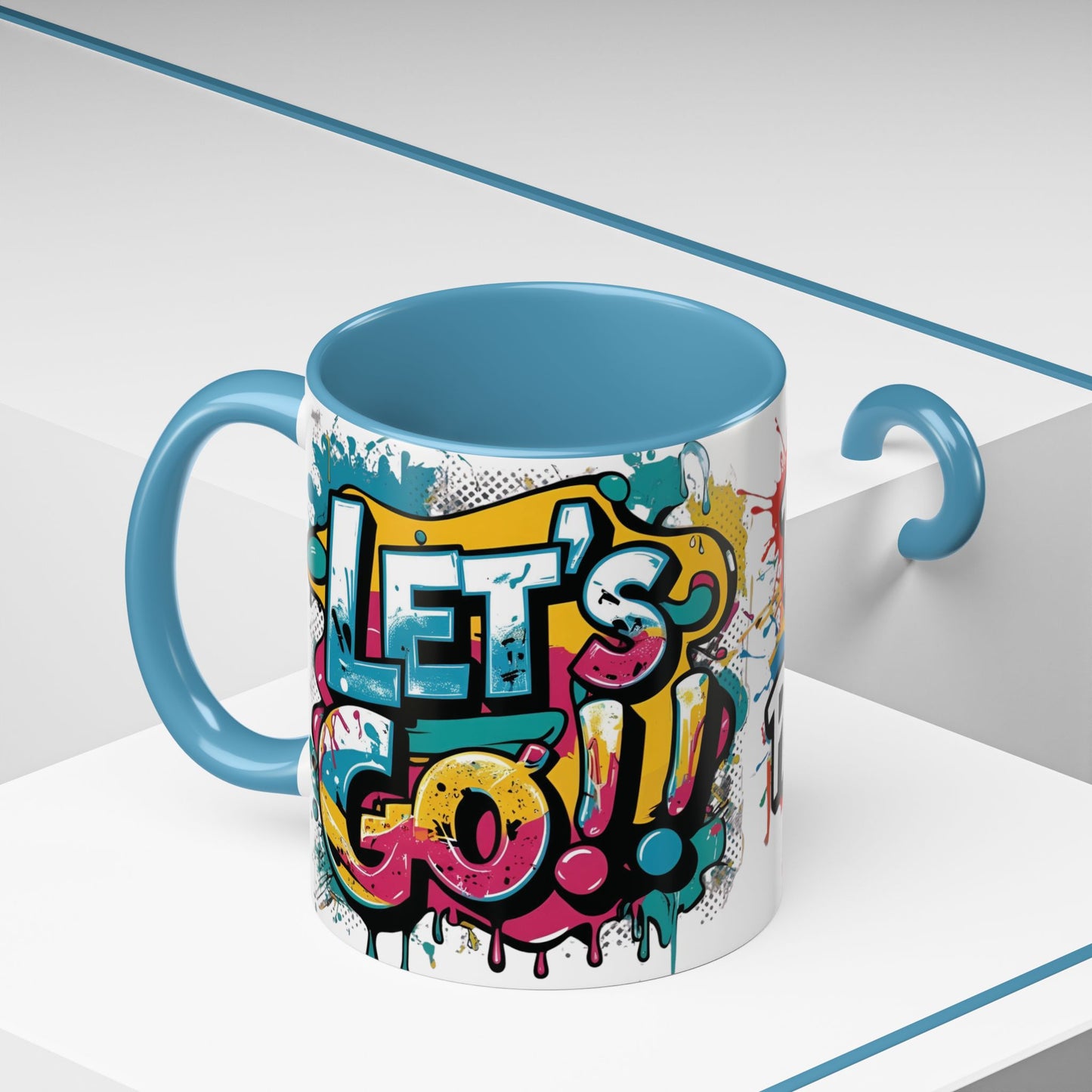 Vibrant   Ceramic  Mug    Inspirational      Let's Go!     Graffiti  Mug      Coffee Mug        Progress  Not  Perfection   Sizes   11oz  &  15oz    Birthday Gift   Graduation Gift    8  Different  Color Options