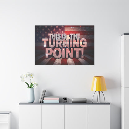 Gallery Wrapped Canvas Wall Art - Charlie Kirk Inspired - This Is The Turning Point! - Red White Blue - American Flag Backdrop Design - Multiple Sizes -