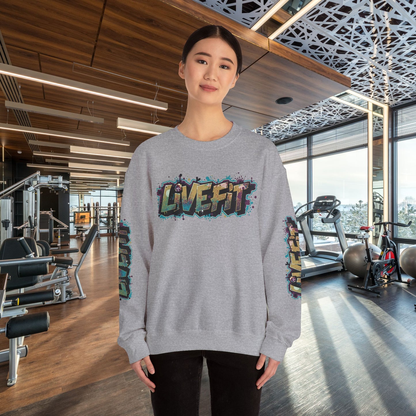 Live Fit Crewneck Sweatshirt - Trendy Fitness Apparel -  Unisex Casual Wear -  Sports Gift -  Workout Fashion -  Street Style Sweatshirt -