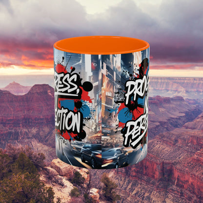Progress Not Perfection! Graffiti Style Mug - Vibrant Design - 11oz/15oz - 8 Colors