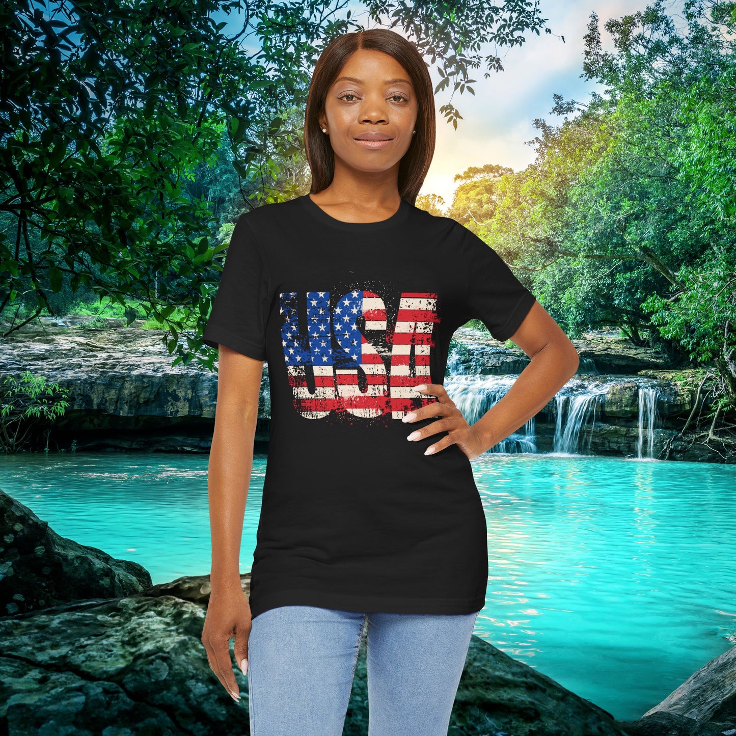 USA - Red White Blue - American Flag - Classic Unisex Tee - Holiday Gift - Patriotic Pride