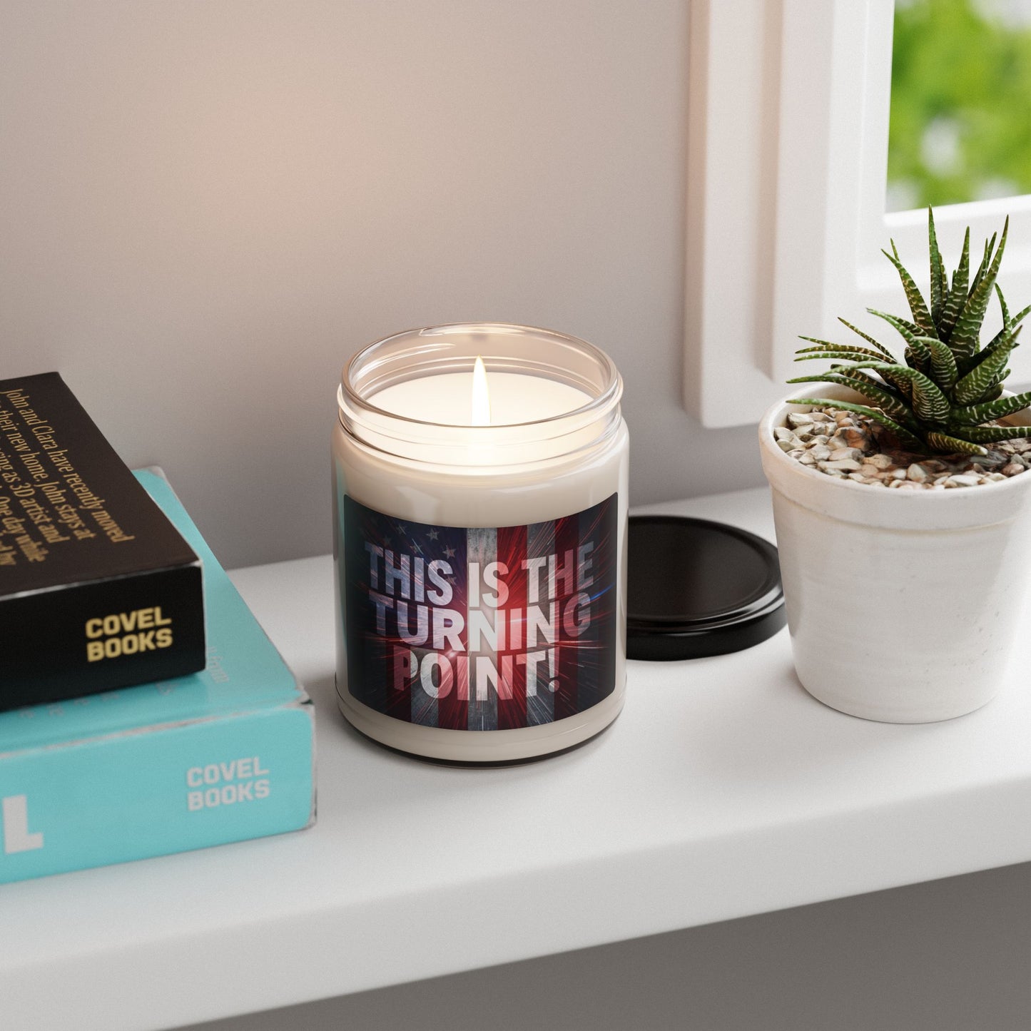 This Is The Turning Point! - Red White Blue - American Flag Backdrop Design - Scented Patriotic Candle - 8 Scented - 1 Unscented - 9oz - Burn Time 50-60 Hours - Reusable Glass Vessel