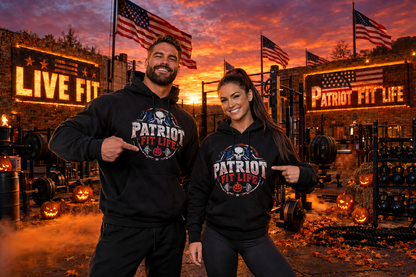 Halloween Patriot Fit Life Hoodie – American Flag Pumpkin Drip Graphic Pullover