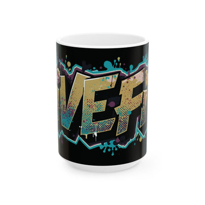 Vibrant  - Live Fit Design  - White Ceramic Mug - 2 Convenient Sizes - 11oz - 15oz -