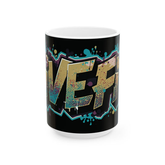 Vibrant  - Live Fit Design  - White Ceramic Mug - 2 Convenient Sizes - 11oz - 15oz -