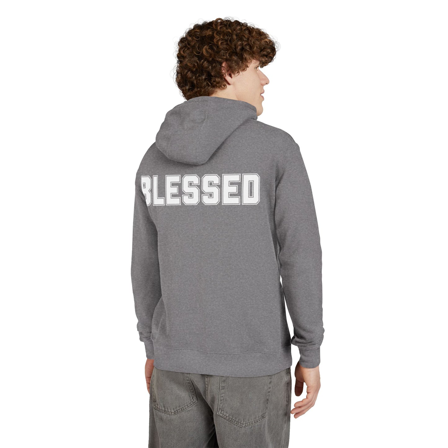 Blessed Hoodie — Cozy French Terry Pullover - with - White - Bold Front & Back Text - Holiday Gift - Fitness