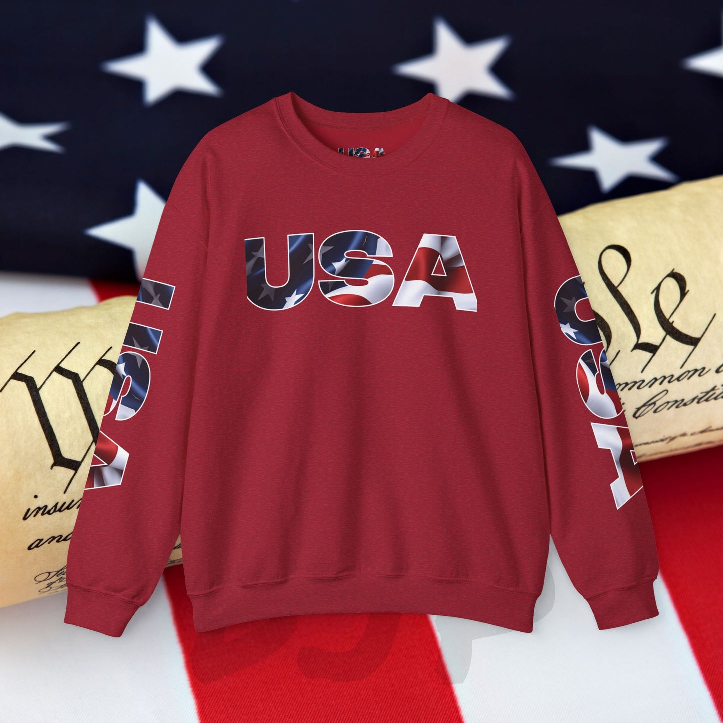 Patriotic USA Crewneck Sweatshirt - Unisex Heavy Blend - American Pride - National Pride Gift - S-5XL