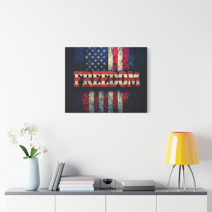 Patriotic Wall Art Print - Freedom Design Canvas Decor - American Flag Red White & Blue Artwork - Christmas Gifts - Independence Day Decoration - Home Gallery Piece -