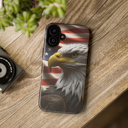 Tough Phone Cases - Patriotic - American Flag Eagle Design - Red White & Blue - Multiple Sizes -
