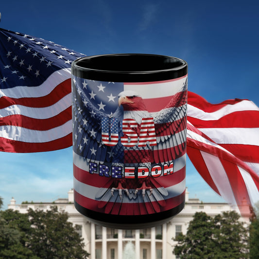 Mug - USA - Patriotic American Flag  Eagle 11oz/15oz - Freedom - Red White & Blue