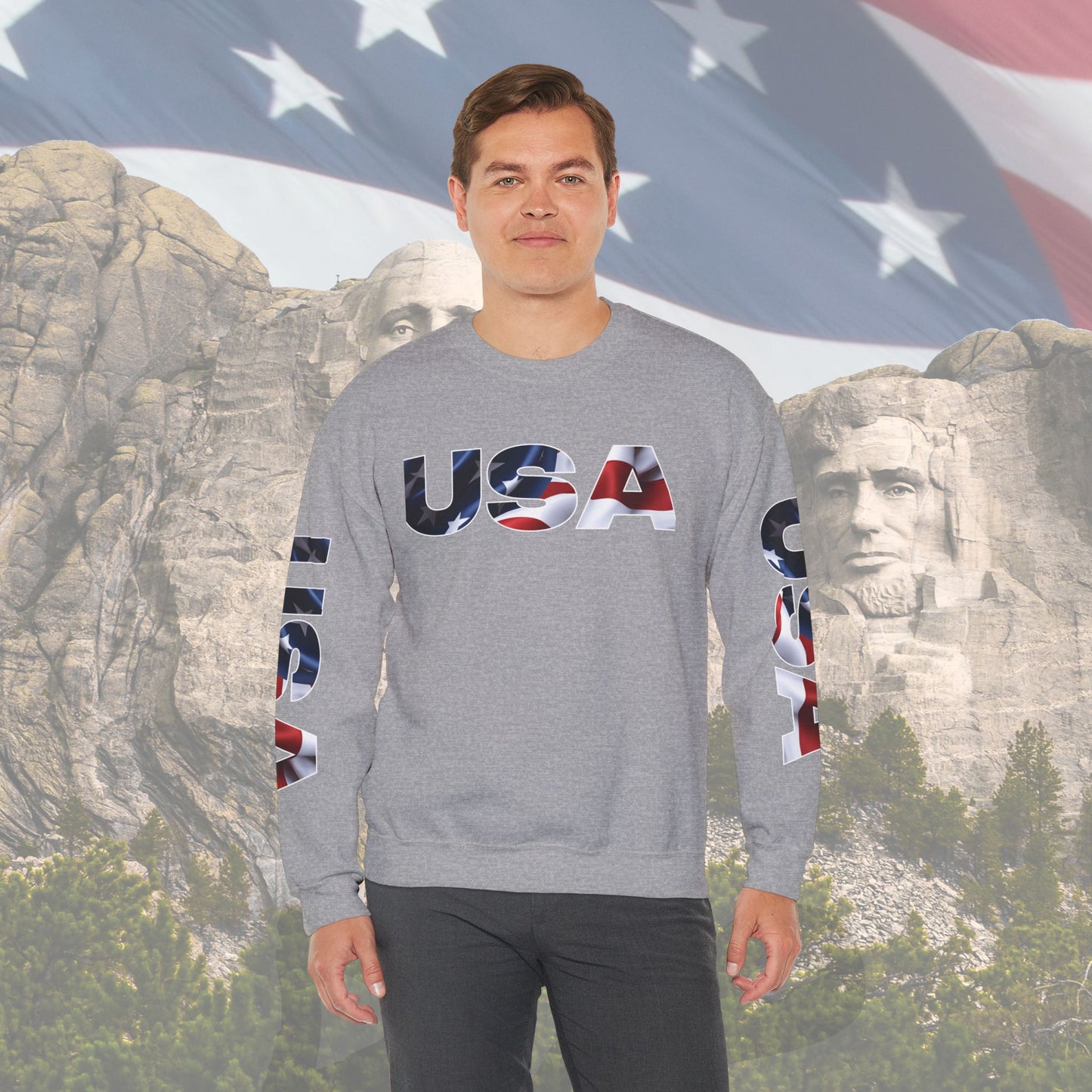 Patriotic USA Red White Blue - Crewneck Sweatshirt - Unisex Pullover - S-5XL