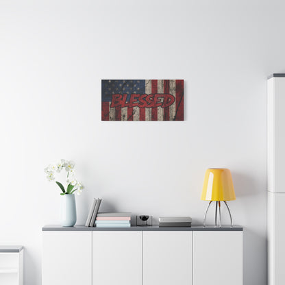 Blessed Patriotic Canvas Wall Art, Americana Decor, Home Wall Decoration, Rustic Flag Artwork, US Flag Decor
