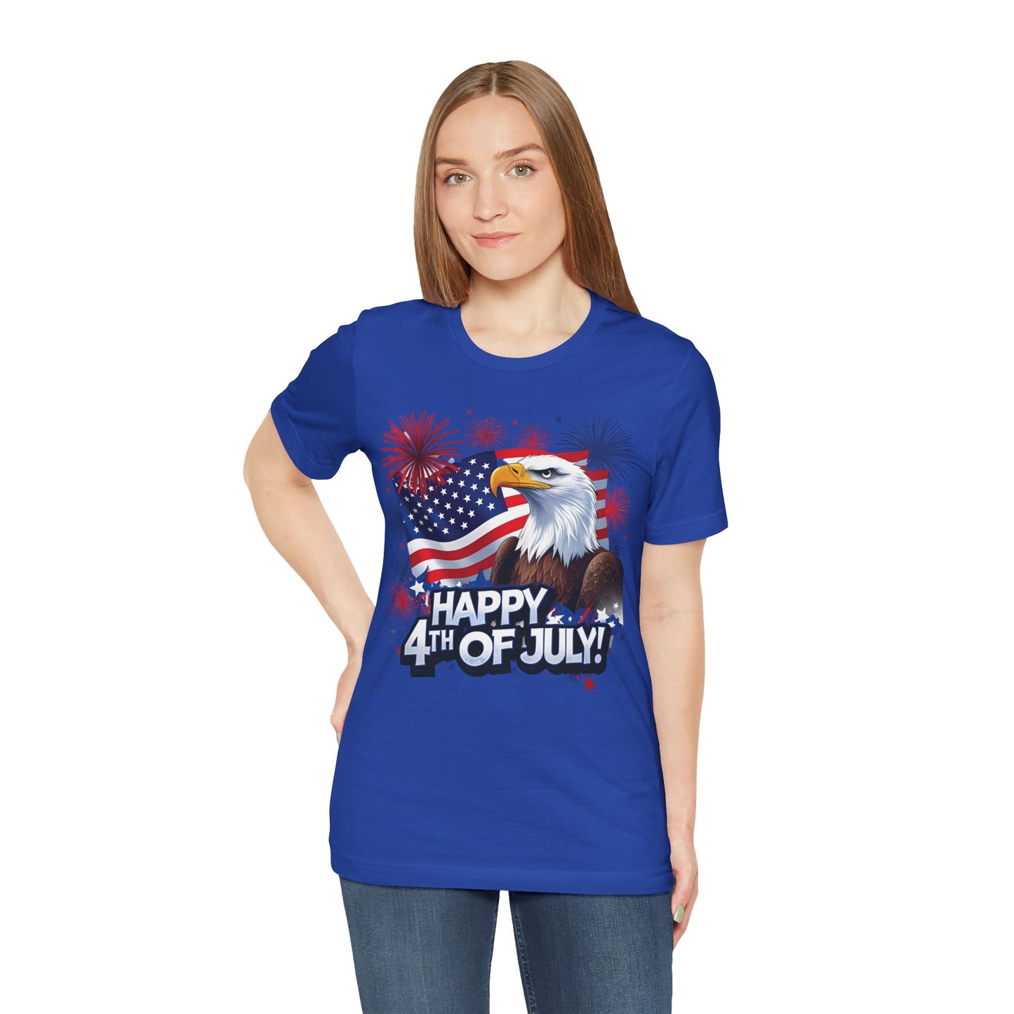 Happy 4th of July Graphic T-Shirt - Patriotic Bald Eagle - American Flag Tee - XS-4XL