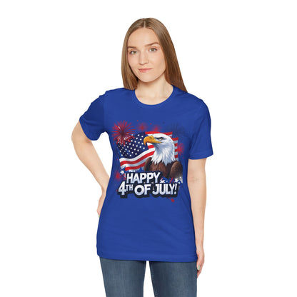 Happy 4th of July Graphic T-Shirt - Patriotic Bald Eagle - American Flag Tee - XS-4XL