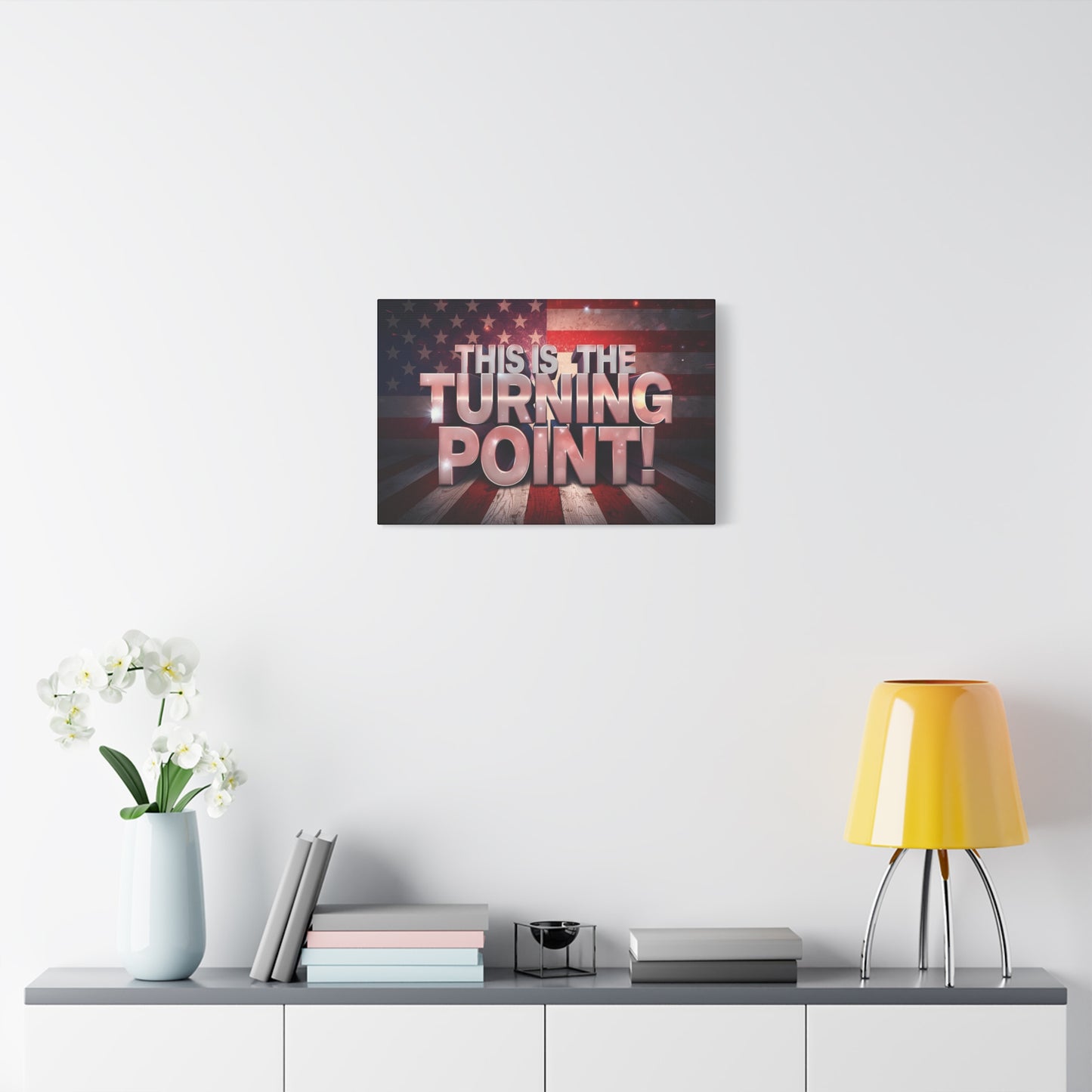 Gallery Wrapped Canvas Wall Art - Charlie Kirk Inspired - This Is The Turning Point! - Red White Blue - American Flag Backdrop Design - Multiple Sizes -