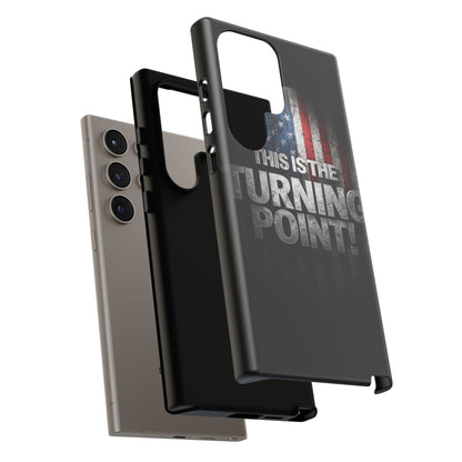 Stunning Patriotic Protective Cell Phone Case -  Charlie Kirk - This Is The Turning Point! - Red White Blue - Beautiful American Flag Backdrop Design - Perfect Gift for Everyday Use, Durable Cover, Stylish Protection