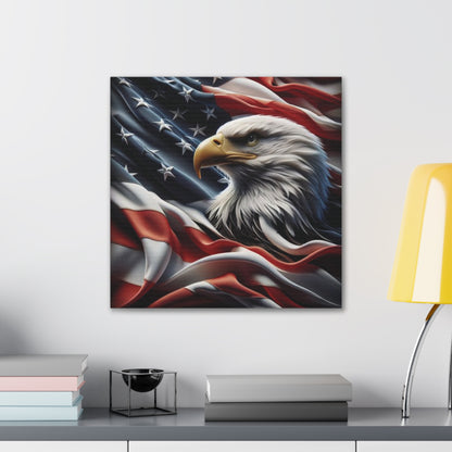 Patriotic Canvas Wall Art, American Eagle & Flag Print, Home Decor for Veterans, Memorial Day, Independence Day, Gifts