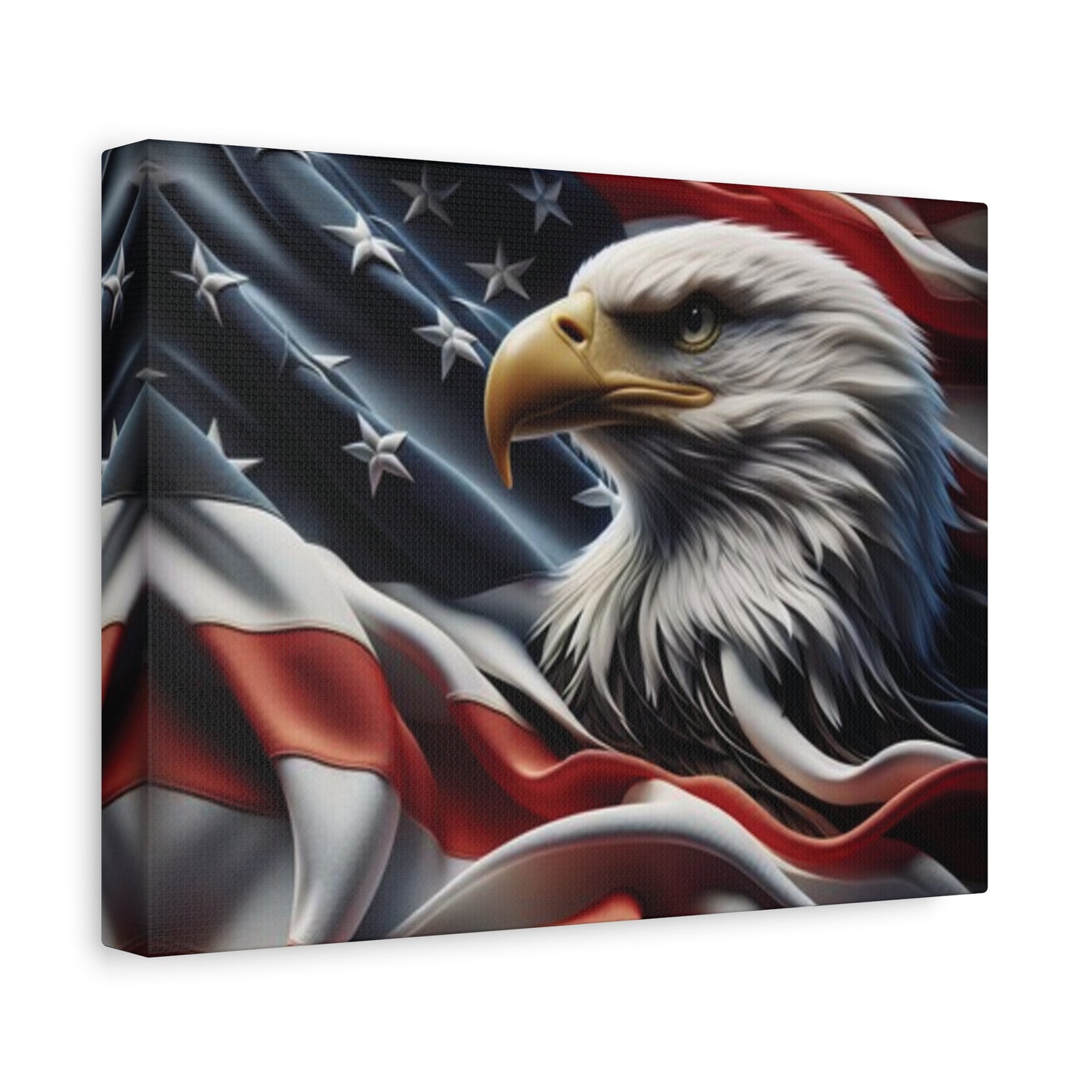 Patriotic Eagle Gallery Wrapped Canvas Art - American Flag Wall Decor - Red White Blue - USA Pride - Holiday Gift -  4th of July Home Decoration - Veteran Gift -  USA Theme Art - Print On Sides - Mirror Sides -