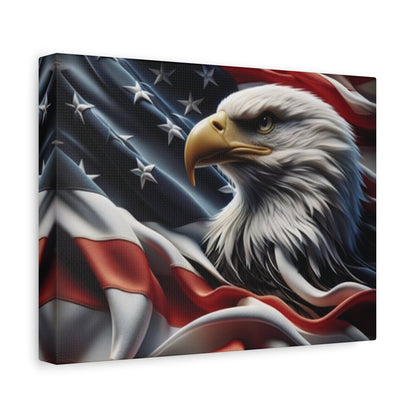 Patriotic Eagle Gallery Wrapped Canvas Art - American Flag Wall Decor - Red White Blue - USA Pride - Holiday Gift -  4th of July Home Decoration - Veteran Gift -  USA Theme Art - Print On Sides - Mirror Sides -