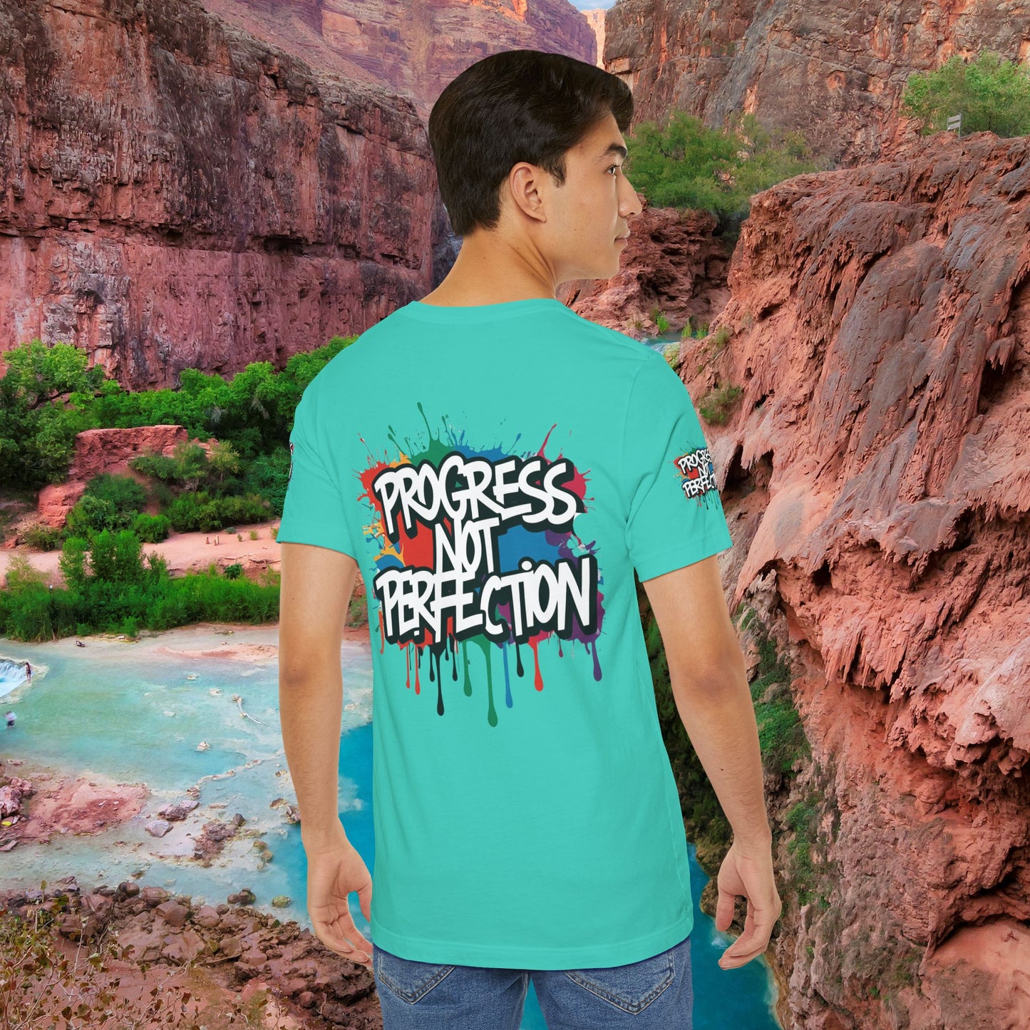 💥 Vibrant   💥   Eye-catching   💥   Motivational    💥 All  Over Print   💥 Unisex T-shirt  💥   Progress  Not  Perfection   💥  Art-Inspired   💥  Apparel  💥  Sizes  XS  x  4XL 💥