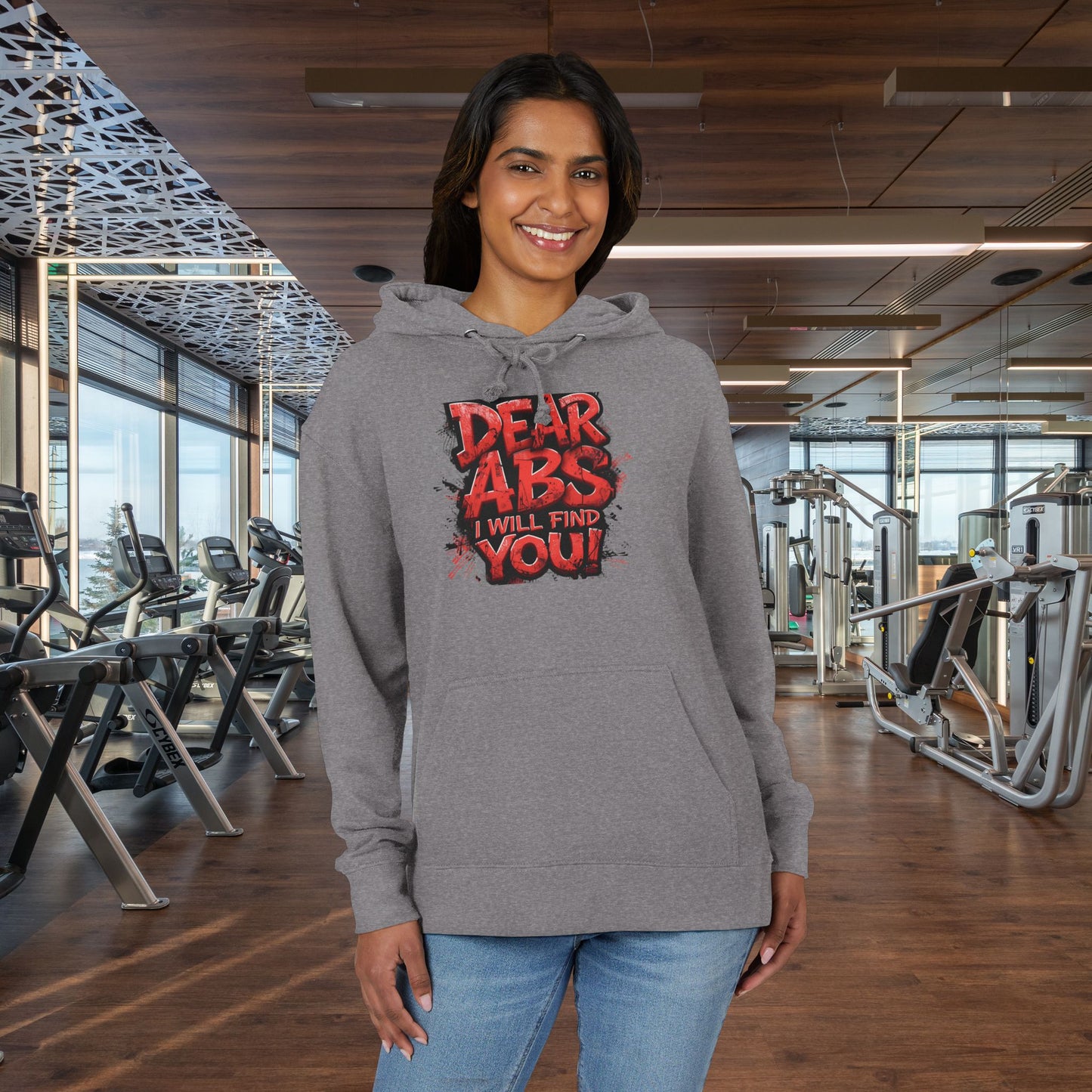 Dear Abs I Will Find You! - Unisex French Terry Hoodie - Motivational Fitness Apparel -