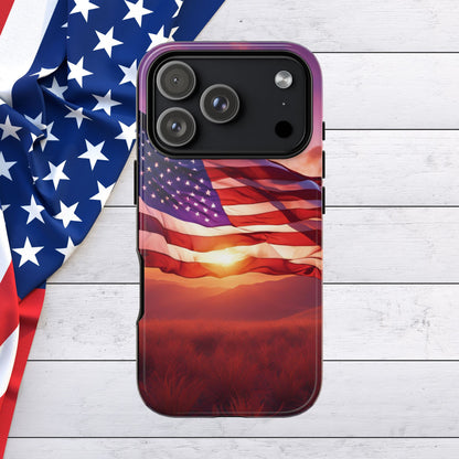 Stylish Phone Case - American Flag At Sunset Design - Patriotic Gift for Veterans - Independence Day -  Summer Vibes -