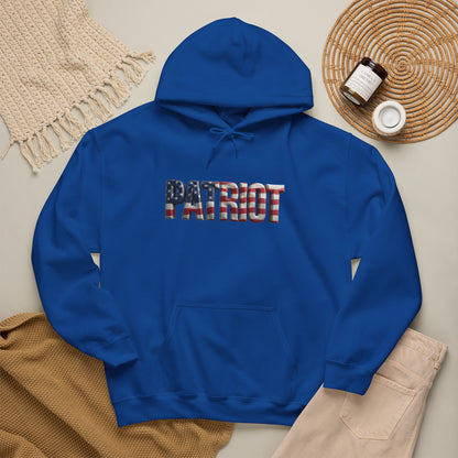 Patriot Flag Hoodie — American Flag 'PATRIOT' Graphic Hooded Sweatshirt