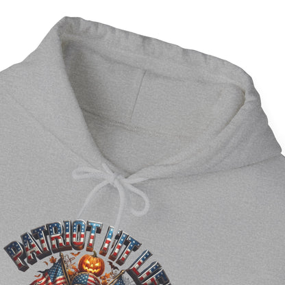 Patriot Fit Life Halloween Hoodie - Skull Crossed Flags & Pumpkins | Warrior Edition | Unisex S-5XL