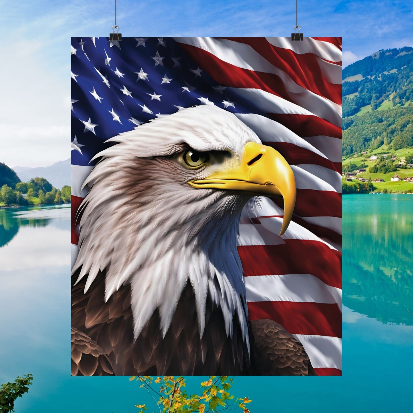 💥 Patriotic 💥 Bald Eagle 💥 Red White & Blue 💥 Wall Art 💥 Matte  💥 Vertical Poster 💥