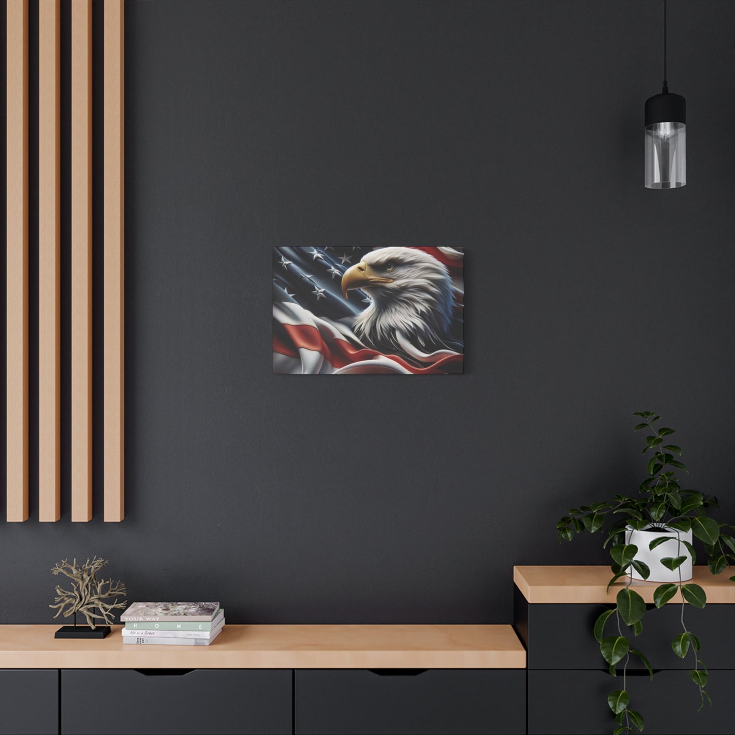 Patriotic Eagle Gallery Wrapped Canvas Art - American Flag Wall Decor - Red White Blue - USA Pride - Holiday Gift -  4th of July Home Decoration - Veteran Gift -  USA Theme Art - Print On Sides - Mirror Sides -