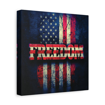 Patriotic Wall Art Print - Freedom Design Canvas Decor - American Flag Red White & Blue Artwork - Christmas Gifts - Independence Day Decoration - Home Gallery Piece -