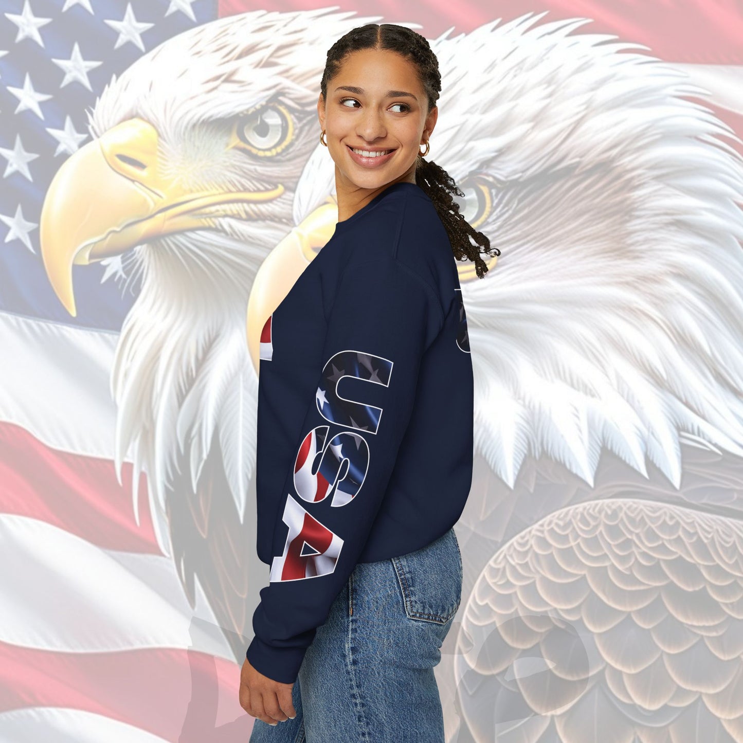 Patriotic USA Red White Blue - Crewneck Sweatshirt - Unisex Pullover - S-5XL