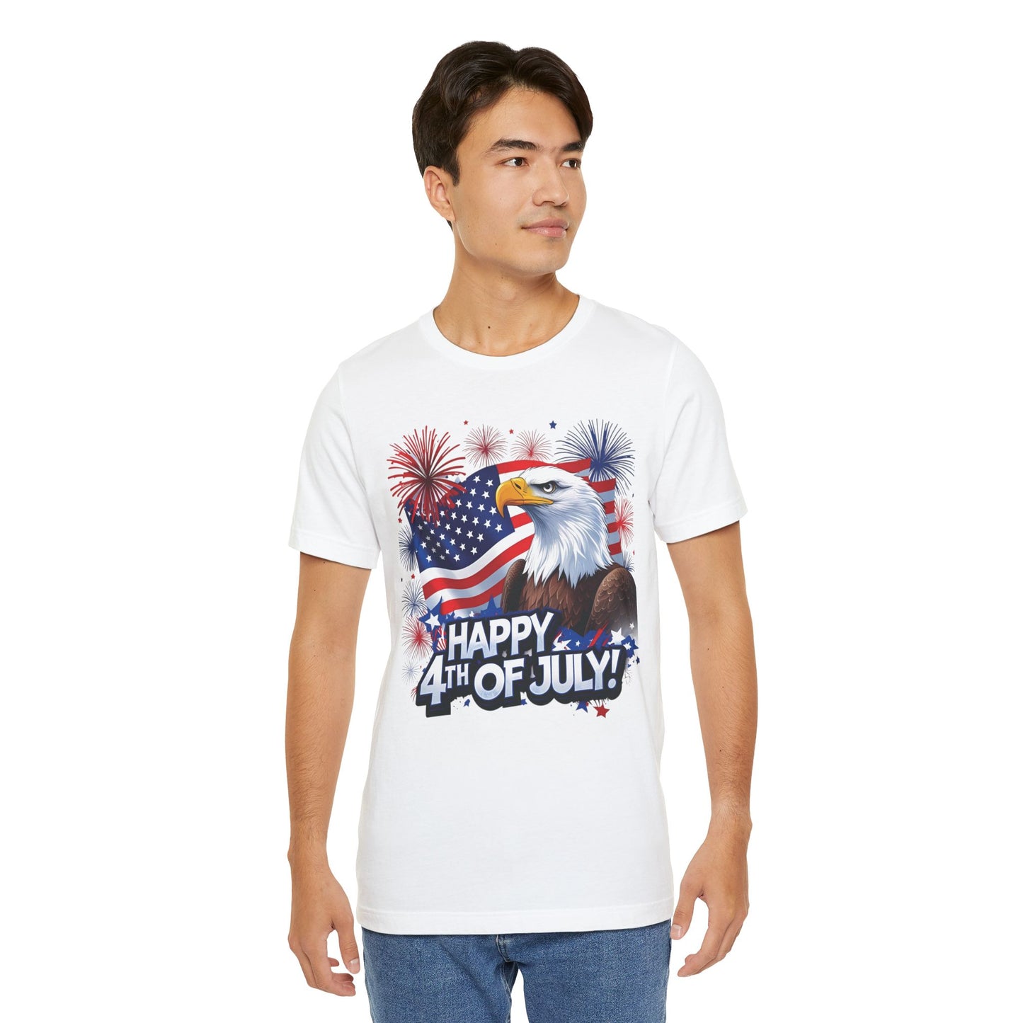 Happy 4th of July Graphic T-Shirt - Patriotic Bald Eagle - American Flag Tee - XS-4XL