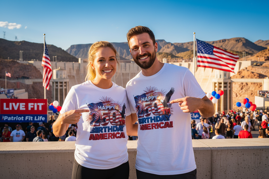 250th Birthday America T-Shirt — Happy Birthday America! Patriotic Eagle & Fireworks Tee