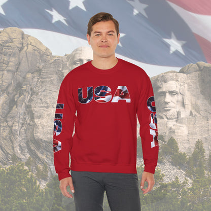 Patriotic USA Red White Blue - Crewneck Sweatshirt - Unisex Pullover - S-5XL