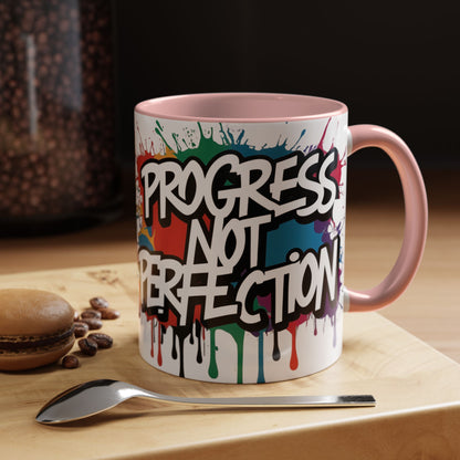 Vibrant   Ceramic  Mug    Inspirational      Let's Go!     Graffiti  Mug      Coffee Mug        Progress  Not  Perfection   Sizes   11oz  &  15oz    Birthday Gift   Graduation Gift    8  Different  Color Options