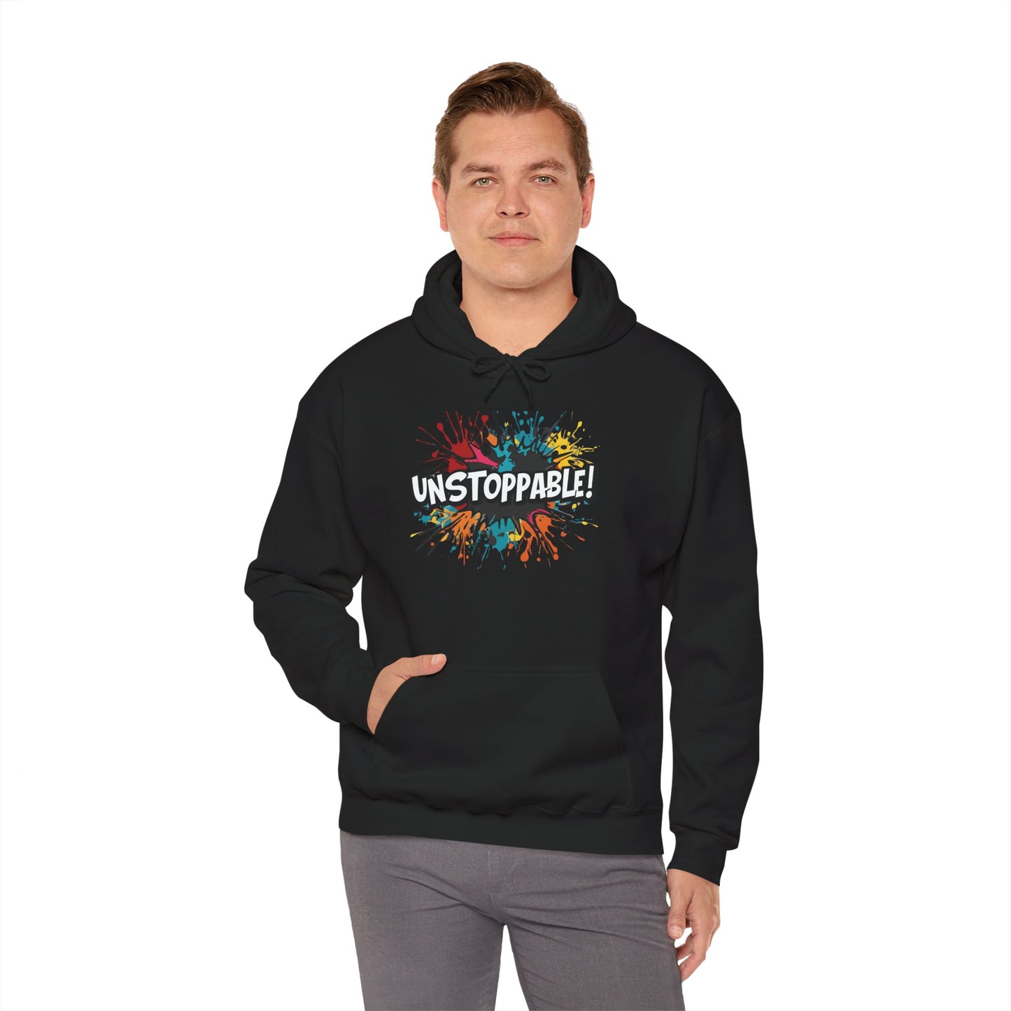 Unstoppable! Paint Splash Hoodie - Motivational Graphic Sweatshirt - Unisex Pullover - S-5XL