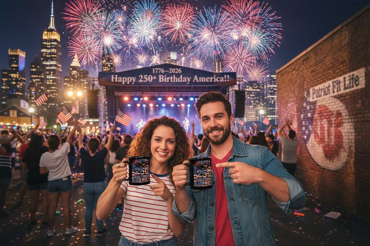 Happy 250th Birthday America Mug | 1776-2026 Patriotic Eagle Flag & Fireworks Black Coffee Cup