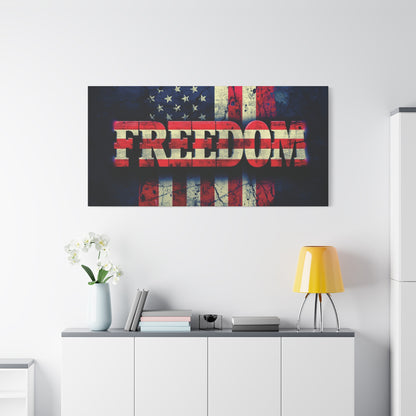 Patriotic Wall Art Print - Freedom Design Canvas Decor - American Flag Red White & Blue Artwork - Christmas Gifts - Independence Day Decoration - Home Gallery Piece -