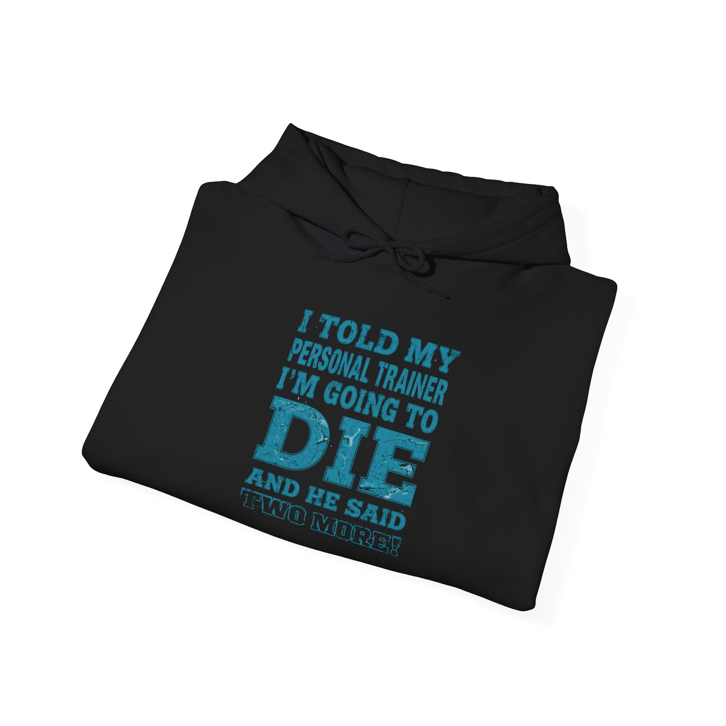 Funny - I Told My Personal Trainer That I'm Going To Die And He Said Two More!  - Design - Workout Hoodie - Sizes - S - 5XL - Gym Humor Sweatshirt - Personal Trainer Gift - Fitness Motivational Apparel