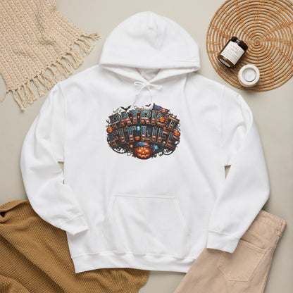 Patriot Fit Life Halloween Pumpkin Haunted House Hoodie - Vintage Spooky Scene