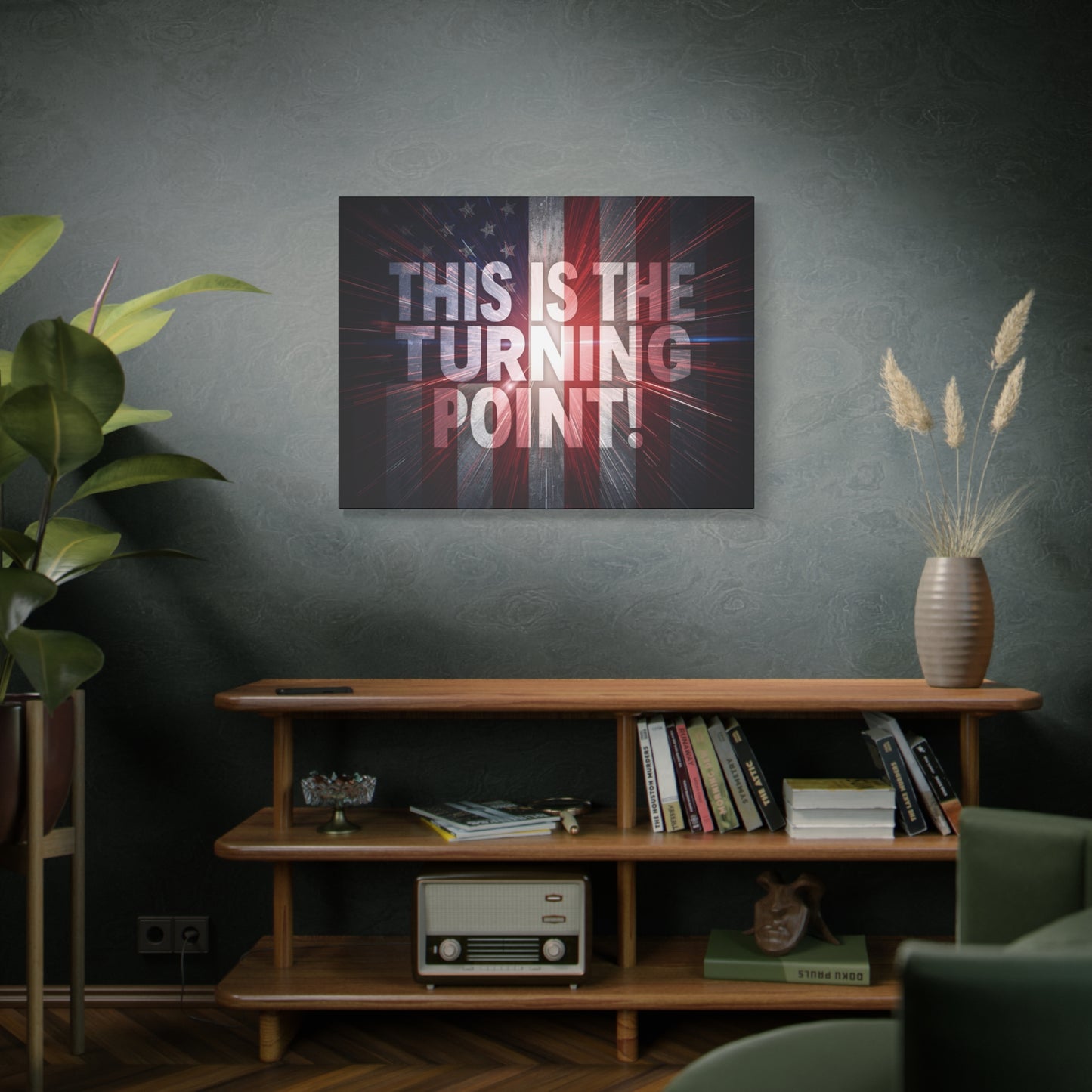 Charlie Kirk - This Is The Turning Point! - Red White Blue - Stunning American Flag Backdrop Design - Patriotic - Motivational Wall Art - Canvas - Multiple Sizes