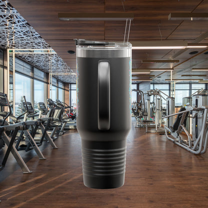 Insulated Travel Mug, Live Fit, 40oz Fitness Water Bottle, Gym Coffee Cup, Durable Travel Tumbler, Motivational Drinkware