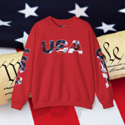 Patriotic USA Crewneck Sweatshirt - Unisex Heavy Blend - American Pride - National Pride Gift - S-5XL