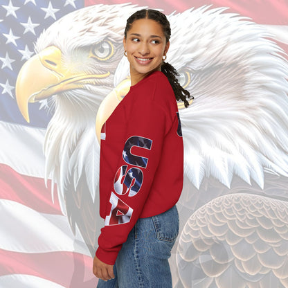 Patriotic USA Red White Blue - Crewneck Sweatshirt - Unisex Pullover - S-5XL