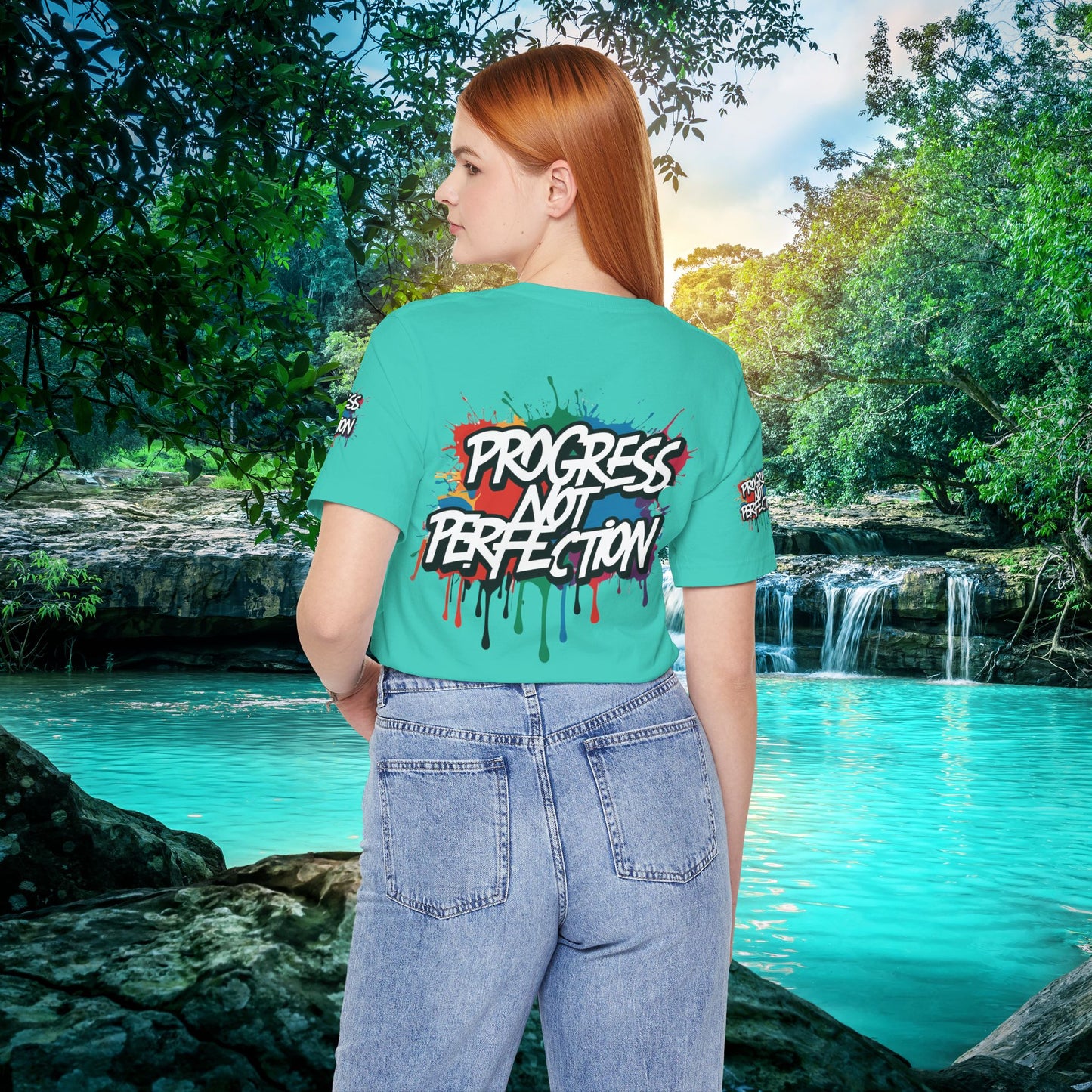💥 Vibrant   💥   Eye-catching   💥   Motivational    💥 All  Over Print   💥 Unisex T-shirt  💥   Progress  Not  Perfection   💥  Art-Inspired   💥  Apparel  💥  Sizes  XS  x  4XL 💥
