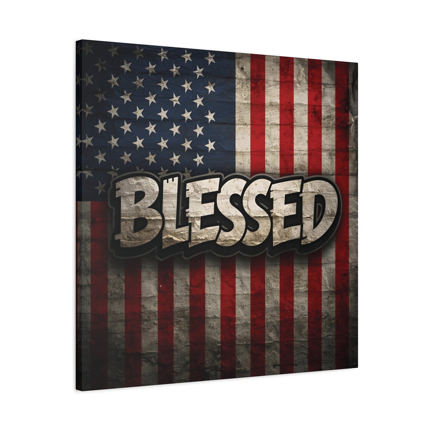 Blessed American Flag Canvas Wall Art, Patriotic Home Decor, Inspirational Gift, Rustic Wall Decor, Americana Artwork