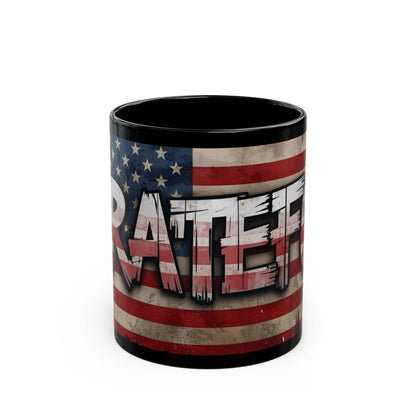 Grateful Print - Against a Vintage American Flag Red White Blue Background Design- Patriotic Mug - 11oz and or 15oz